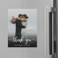 Handwritten Wedding Photo Thank You Magnetic Card