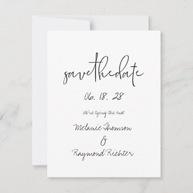 Handwritten Wedding Save The Date Card (Front)