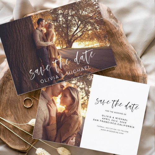 Handwritten Wedding Save the Date Photo Minimalist