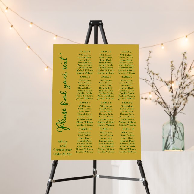 Handwritten Wedding Seating Chart Template Plan Foam Board (In Situ (Stand))