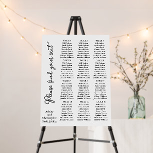 Handwritten Wedding Seating Chart Template Plan Foam Board