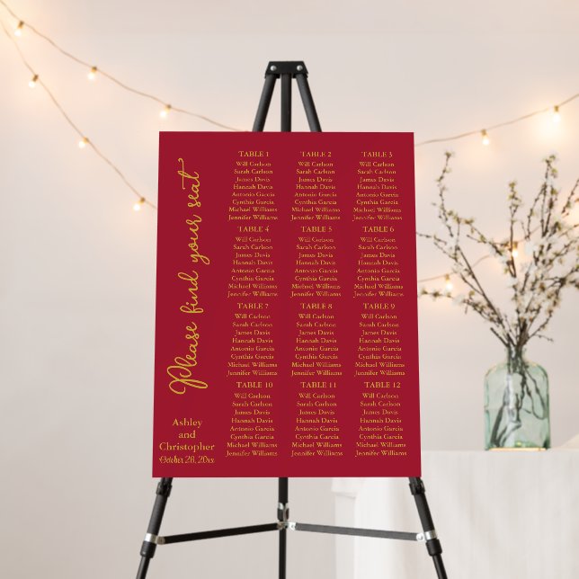 Handwritten Wedding Seating Chart Template Plan Foam Board (In Situ (Stand))