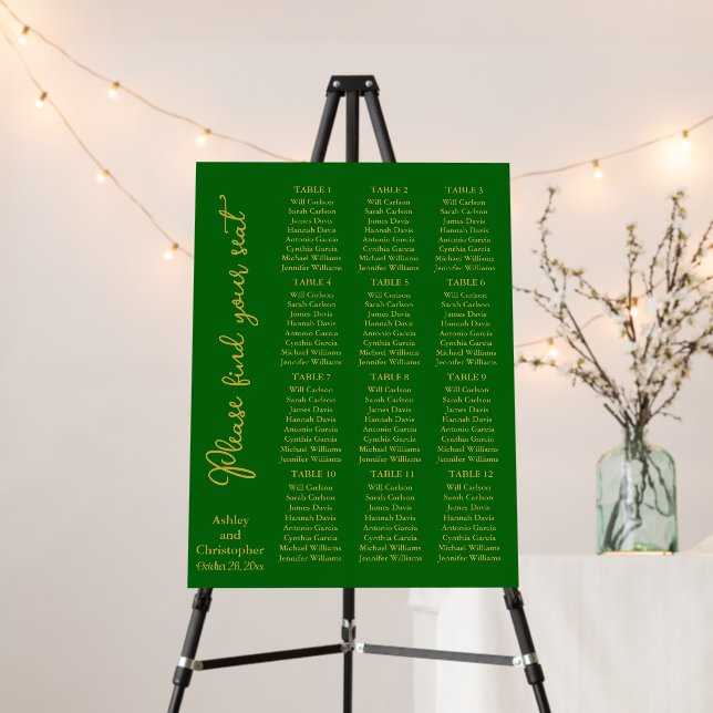 Handwritten Wedding Seating Chart Template Plan Foam Board (In Situ (Stand))