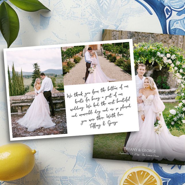 Handwritten Wedding Thank You Photo Card (Handwritten wedding photo thank you card by Darling & May)