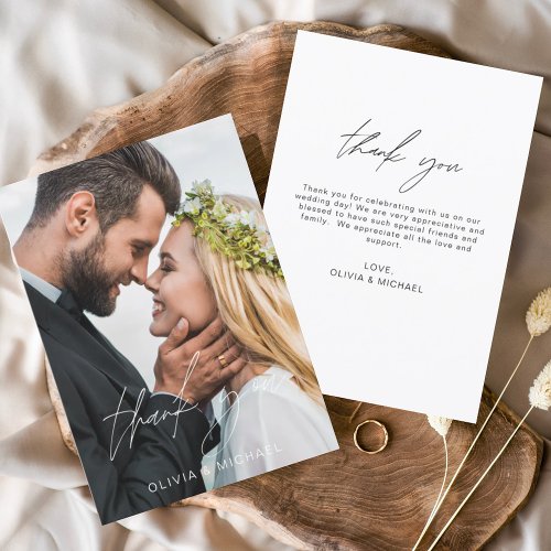 Handwritten Wedding Thank You Photo Minimalist