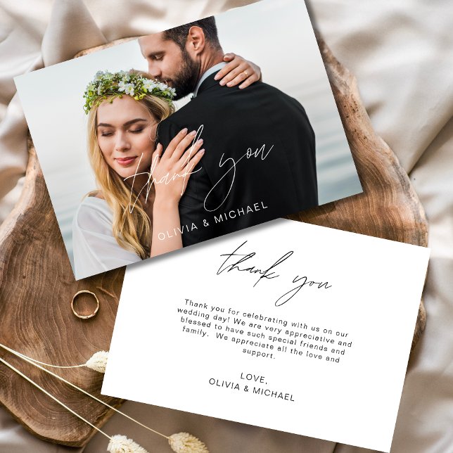 Handwritten Wedding Thank You Photo Minimalist Card (Creator Uploaded)