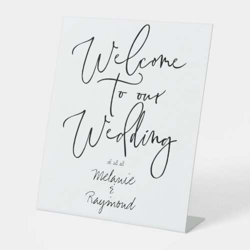 Handwritten Wedding Welcome To Our Wedding Pedestal Sign