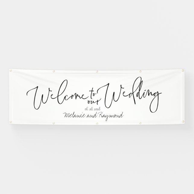 Handwritten Welcome To Our Wedding 3 x 8 Foot Banner (Horizontal)