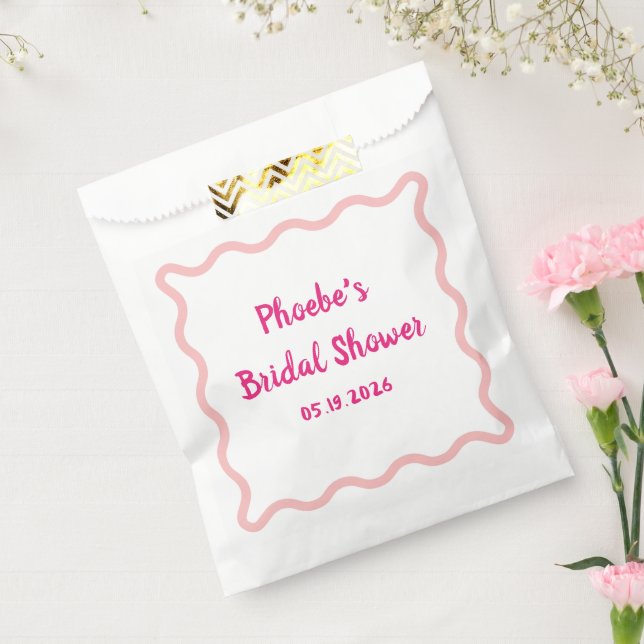 Handwritten Whimsical Wavy Border Bridal Shower Favor Bag (Sealed)