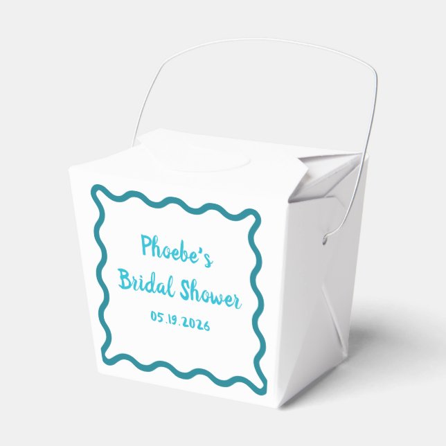 Handwritten Whimsical Wavy Border Bridal Shower Favor Boxes (Front Side)