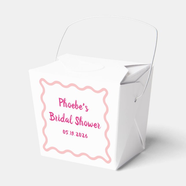 Handwritten Whimsical Wavy Border Bridal Shower Favor Boxes (Front Side)