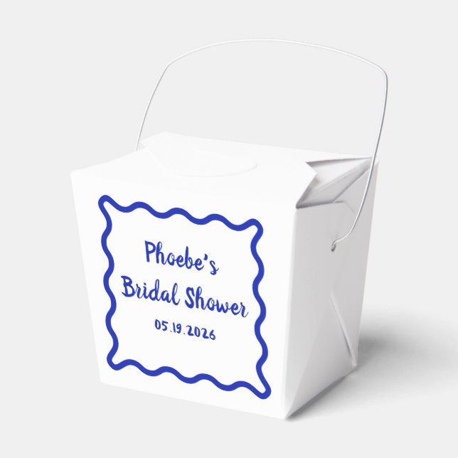 Handwritten Whimsical Wavy Border Bridal Shower Favor Boxes (Front Side)