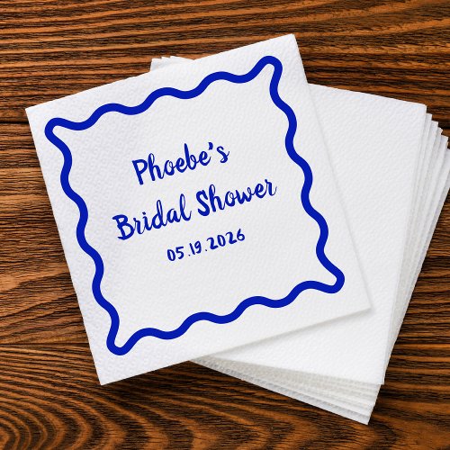 Handwritten Whimsical Wavy Border Bridal Shower Napkins