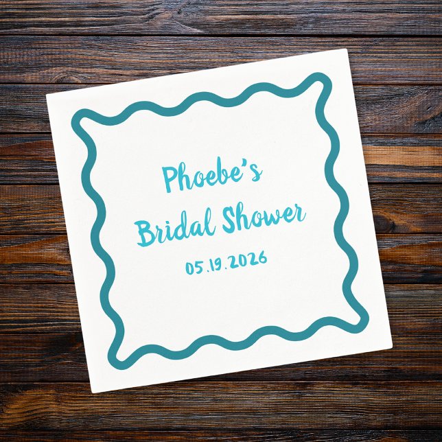 Handwritten Whimsical Wavy Border Bridal Shower Napkins (Creator Uploaded)