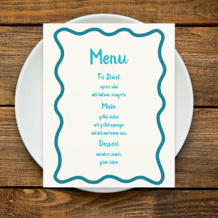 Handwritten Whimsical Wavy Border Fun Wedding Menu