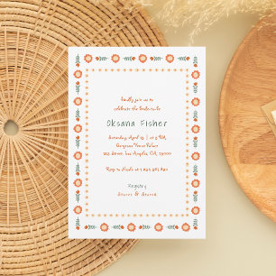Handwritten Whimsy Boho Groovy Frame Bridal Shower Invitation