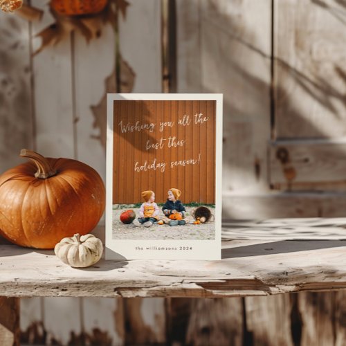 Handwritten White Overlay Vertical Photo Christmas Holiday Card