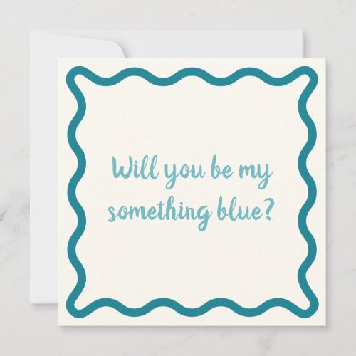 Handwritten will you be my something blue Proposal Note Card