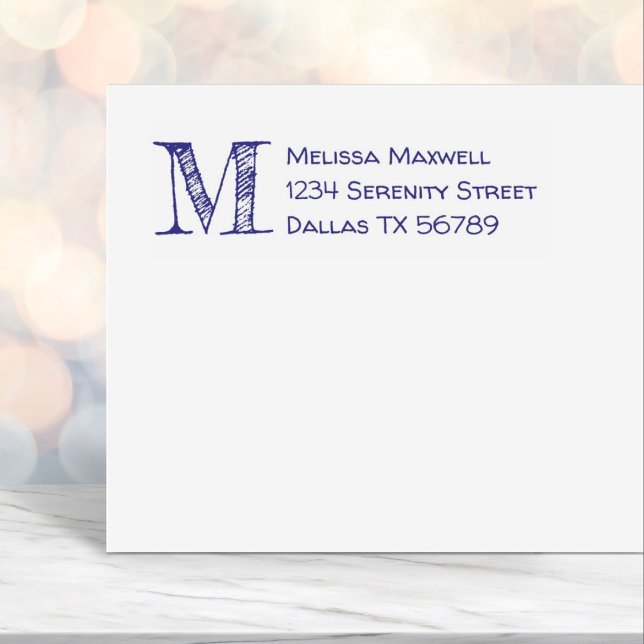 Handwritten Wobbly Childlike Monogram Address 2 Self-inking Stamp (Creator Uploaded)