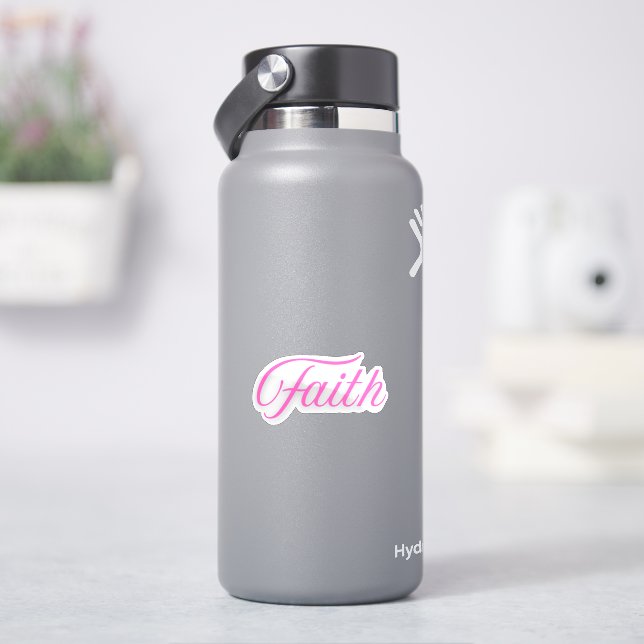 Handwritten Word Faith in Pink Sticker (HydroFlask)