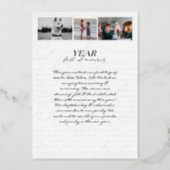 Handwritten Year in Review Letter Scrapbook Photos Foil Holiday Card (Back)