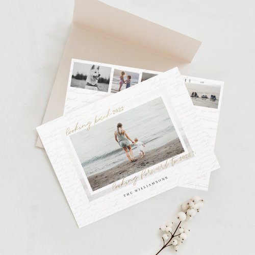 Handwritten Year in Review Letter Scrapbook Photos Holiday Card