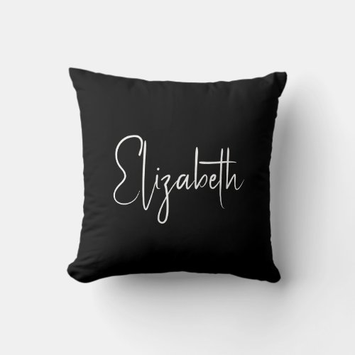 Handwritten Your Own Name Or Text Black  White Throw Pillow