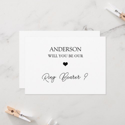 HandwrittenScript  Heart Ring Bearer Proposal Card