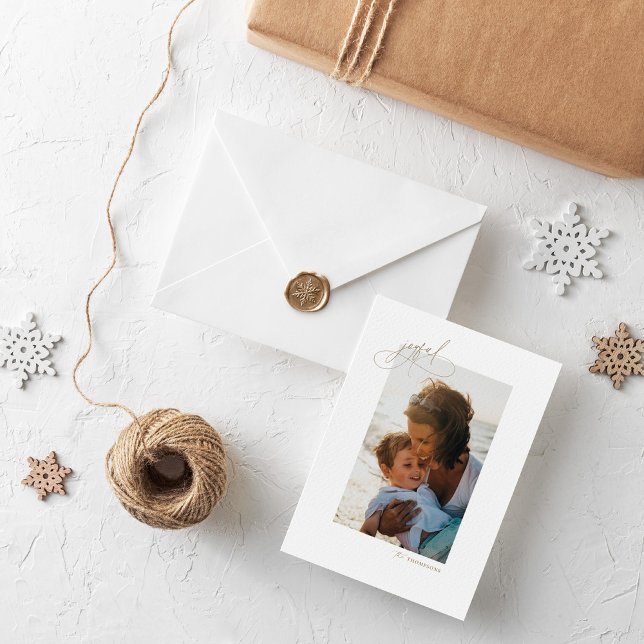 Handwritting Joyful Minimalist Holiday Photo Card (Creator Uploaded)