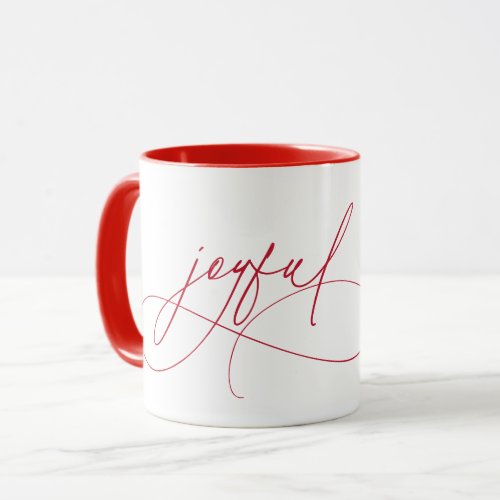Handwritting Joyful Minimalist Red Mug
