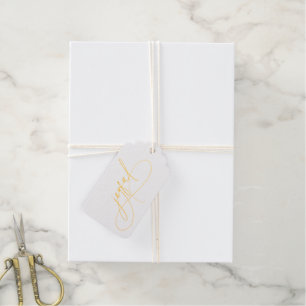 Handwritting Joyful Minimalist White & Gold Foil Gift Tags