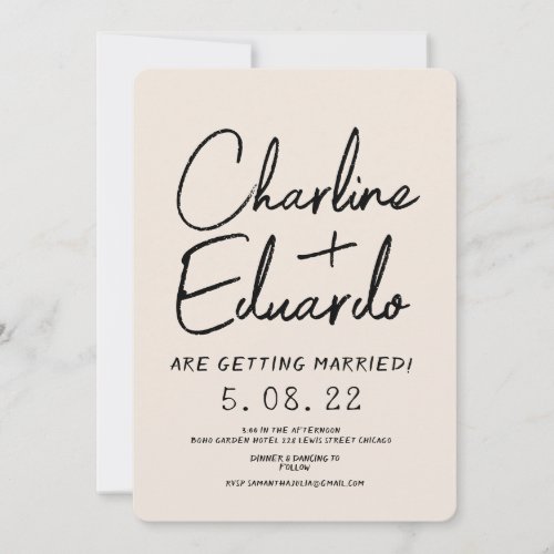 Handwritting Retro Contemporary Art Wedding  Invitation