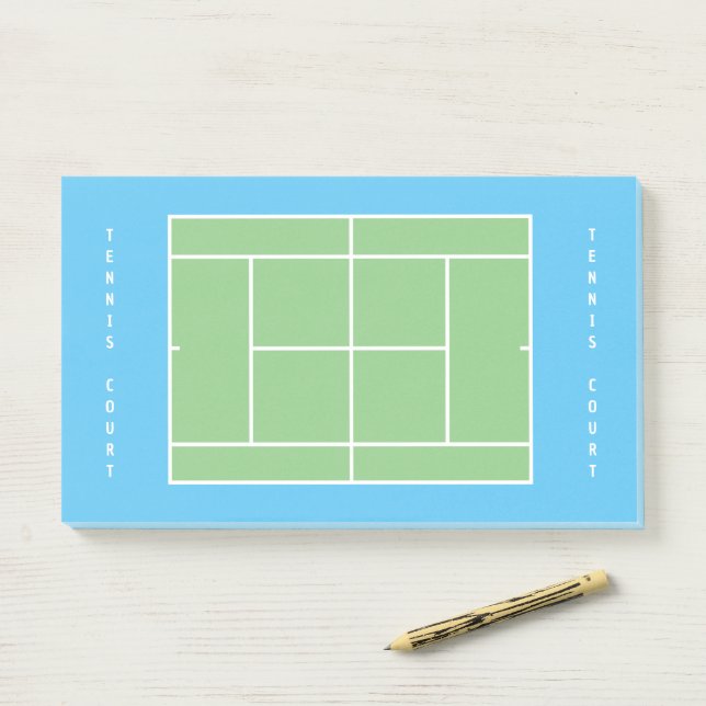 Handy blank tennis court layout sticky not post-it notes (On Desk)