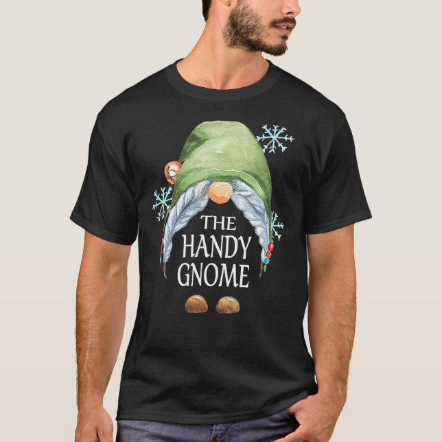 Handy Gnome Buffalo Plaid Matching Family Christma T-Shirt (Front)