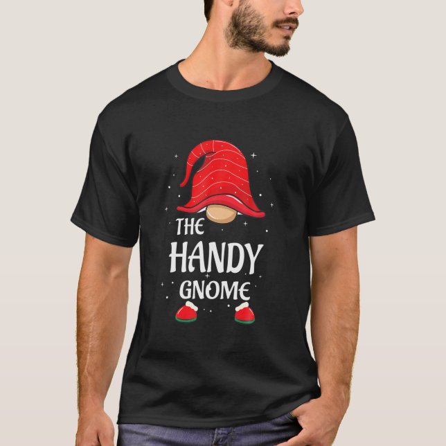 Handy Gnome Buffalo Plaid Matching Family Christma T-Shirt (Front)