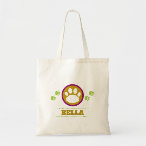 Handy Green and Gold Pet Paws Tote Bag