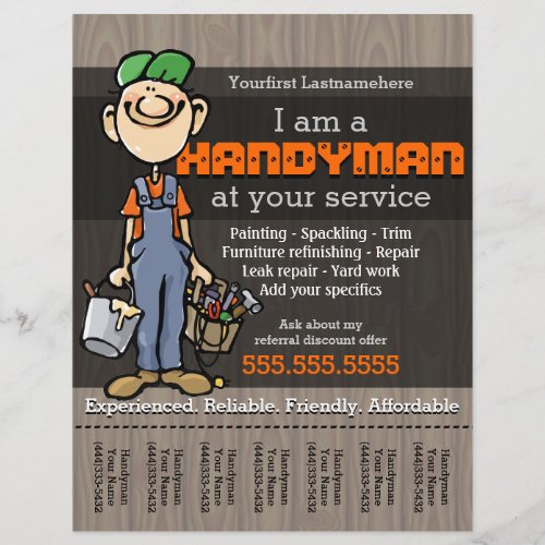 Handy ManCarpenterPlumberPainterYard Work Flyer