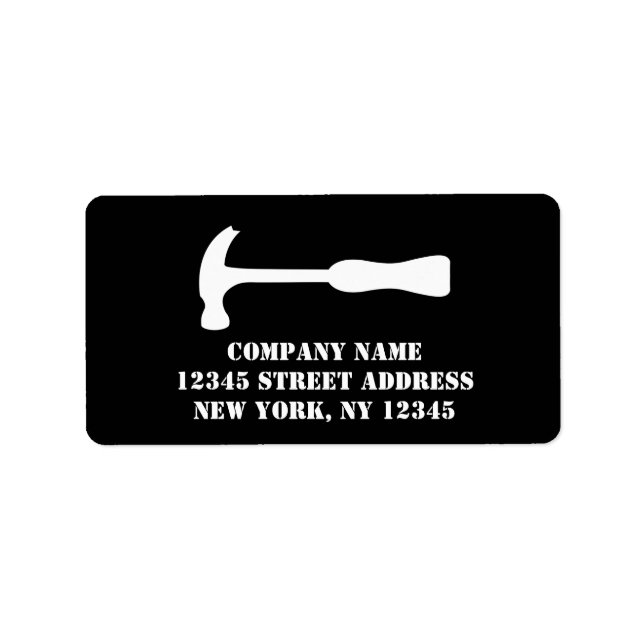 Handy man company address labels with hammer logo (Front)