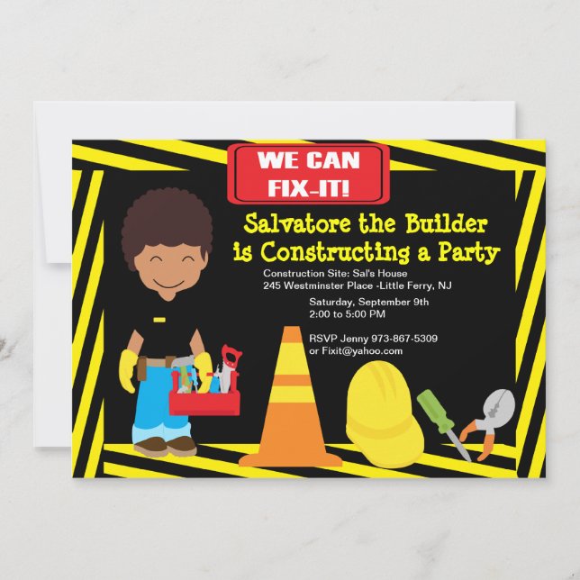 Handy Man Fix It Boys Birthday Invitation (Front)