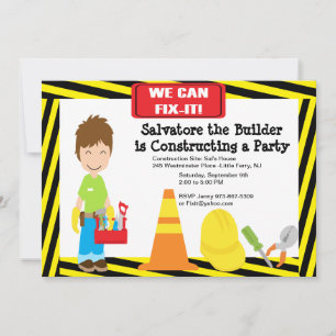 Handy Man Fix It Boys Birthday Invitation