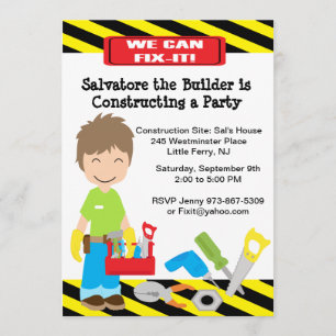 Handy Man Fix It Boys Birthday Invitation