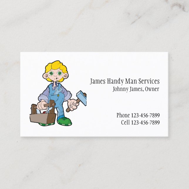 Handy Man Tool Box Contractor Business Card (Front)