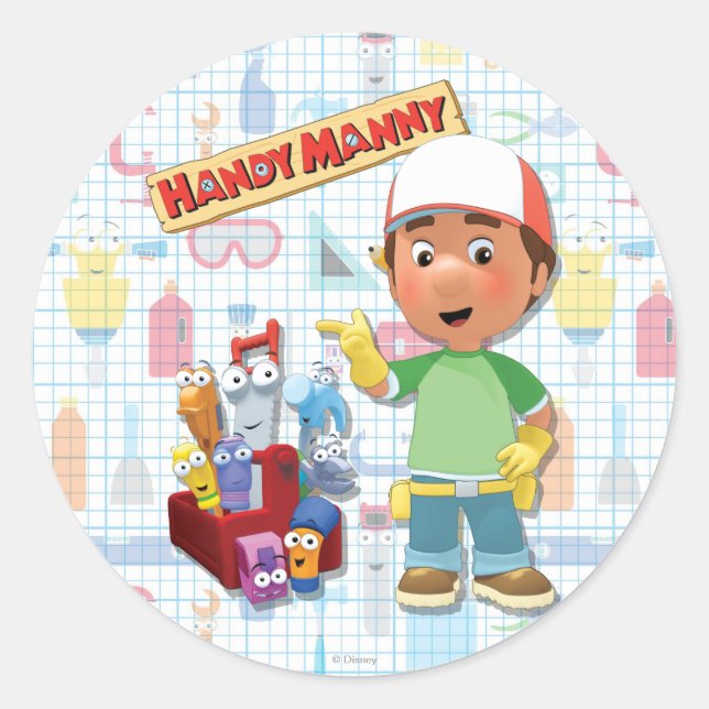 Handy Manny and his Talking Tools Classic Round Sticker (Front)