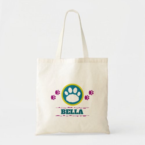 Handy Purple and Teal Pet Paws Tote Bag