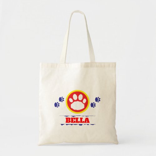 Handy Red and Blue Pet Paws Tote Bag