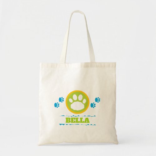 Handy Turquoise and Green Pet Paws Tote Bag