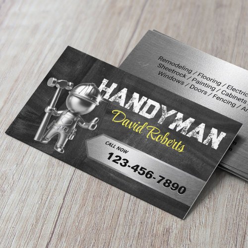 Handyman 3D Worker Repair  Maintenance Service Business Card