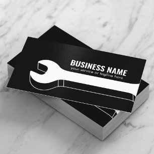 Handyman Auto Repair Service 3D Wrench Black Business Card