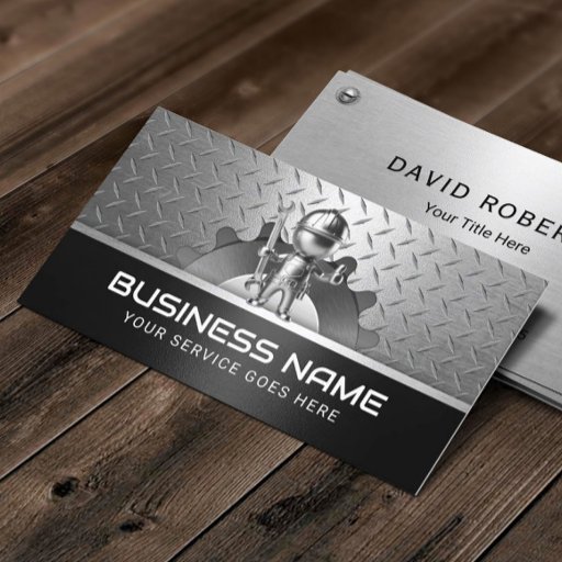 Customizable Handyman Auto Repair Service Metal Mechanic Business Card