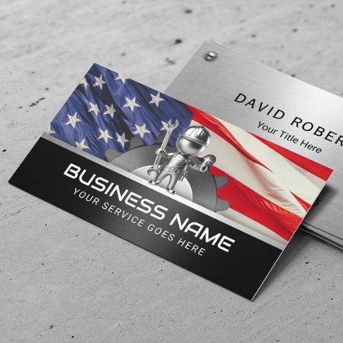 Handyman Auto Repair Service Patriotic Mechanic Business Card